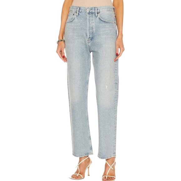 New Agolde 90s Mid Rise Loose Fit Straight Leg Jeans Size 24 In Semi Tropic Wash - Picture 2 of 16